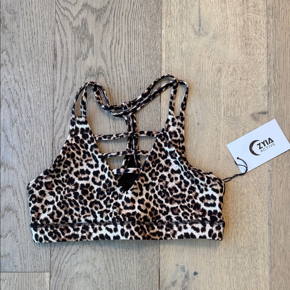 Zyia Active Leopard Grid Print Sports Bra – Size Medium – NWT